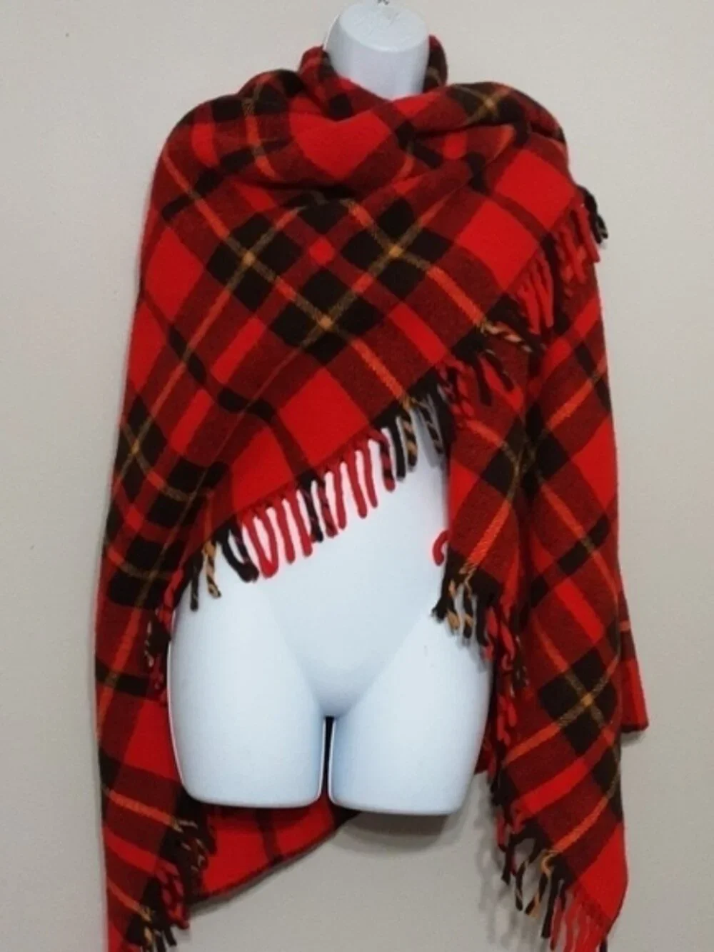Vintage Faribo wrap blanket scarf wool women O/S  Y2K fall winter cozy plaid